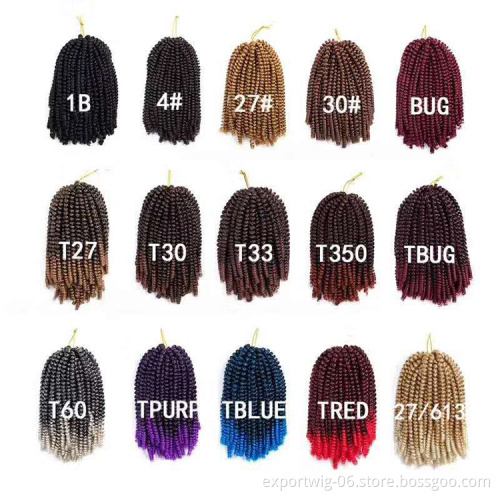 8 inch,30 strands/pack Ombre Hair Extension Crochet Spring Twist Crochet Braids Synthetic Braiding Hair Spring Twist Hair
